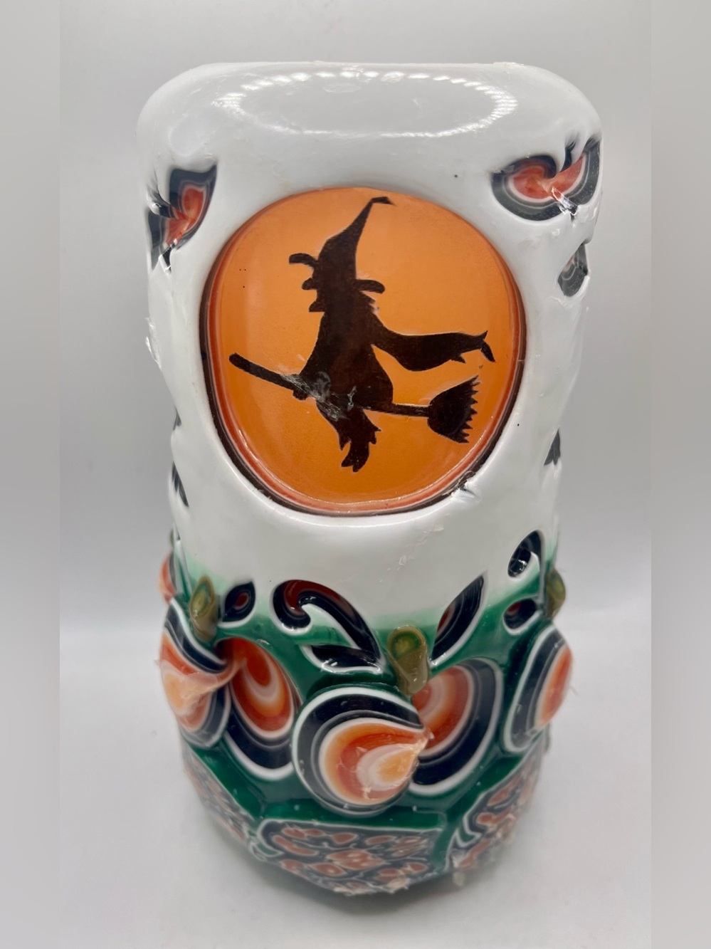 Holland House Candles Hand Carved Halloween Witch Tree Fall Decor 8”